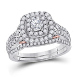 14kt Two-tone Gold Womens Round Diamond Bridal Wedding Engagement Ring Band Set 1.00 Cttw (Certified)