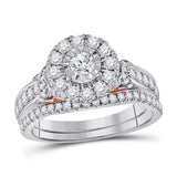 14kt Two-tone Gold Womens Round Diamond Bridal Wedding Engagement Ring Band Set 1.00 Cttw (Certified)