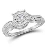 14kt White Gold Womens Round Diamond Solitaire Bridal Wedding Engagement Ring 1/3 Cttw