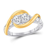 14kt Two-tone Gold Womens Round Diamond 2-stone Bridal Wedding Engagement Ring 1-1/2 Cttw (Certified)