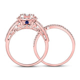 14kt Rose Gold Womens Round Diamond Bridal Wedding Engagement Ring Band Set 1.00 Cttw