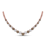 14kt Rose Gold Womens Round Brown Diamond Cocktail Cluster Necklace 5.00 Cttw