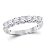 14kt White Gold Womens Round Diamond Classic Anniversary Band Ring 1.00 Cttw