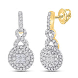 14kt White Gold Womens Princess Diamond Fashion Cluster Pendant 1/2 Cttw