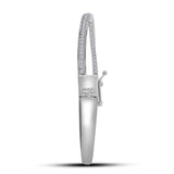 14kt White Gold Womens Round Diamond Fashion Bangle Bracelet 1.00 Cttw