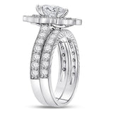14kt White Gold Womens Marquise Diamond Bridal Wedding Engagement Ring Band Set 2.00 Cttw (Certified)