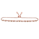 14kt Rose Gold Womens Round Brown Diamond Vintage Bolo Bracelet 3/8 Cttw