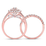 14kt Two-tone Gold Womens Round Diamond Bridal Wedding Engagement Ring Band Set 1.00 Cttw
