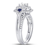 14kt White Gold Womens Princess Diamond Bridal Wedding Engagement Ring Band Set 1.00 Cttw (Certified)
