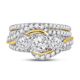 14kt Yellow Gold Womens Round Diamond Bridal Wedding Engagement Ring Band Set 2.00 Cttw (Certified)