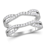 14kt White Gold Womens Round Diamond Wrap Ring Guard Enhancer 1/2 Cttw