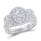 14kt White Gold Womens Oval Diamond Bridal Wedding Engagement Ring Band Set 1-1/2 Cttw (Certified)