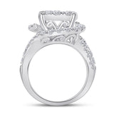 14kt White Gold Womens Princess Diamond Bridal Wedding Engagement Ring Band Set 3.00 Cttw
