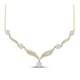 14kt Yellow Gold Womens Round Diamond Cluster Y-Shape Necklace 3/4 Cttw