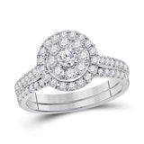 14kt White Gold Womens Round Diamond Bridal Wedding Engagement Ring Band Set 1.00 Cttw (Certified)