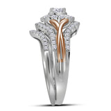 14kt Two-tone Gold Womens Round Diamond Bridal Wedding Engagement Ring Band Set 1.00 Cttw (Certified)