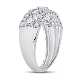 14kt White Gold Womens Round Diamond Right Hand Three-Row Band Ring 1.00 Cttw