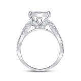14kt White Gold Womens Princess Diamond Bridal Wedding Engagement Ring Band Set 2.00 Cttw