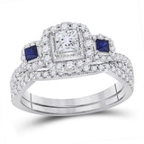 14kt White Gold Womens Princess Diamond Bridal Wedding Engagement Ring Band Set 1 Cttw (Certified)