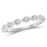 14kt White Gold Womens Round Diamond Twist Stackable Band Ring 1/10 Cttw