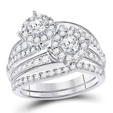 14kt White Gold Womens Round Diamond Bridal Wedding Engagement Ring Band Set 1-3/4 Cttw (Certified)
