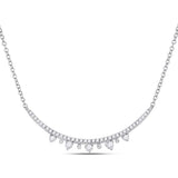 14kt White Gold Womens Round Diamond Modern Curved Bar Necklace 1/4 Cttw