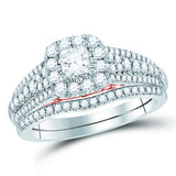 14kt Two-tone Gold Womens Round Diamond Bridal Wedding Engagement Ring Band Set 1.00 Cttw (Certified)