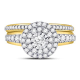 14kt Yellow Gold Womens Round Diamond Bridal Wedding Engagement Ring Band Set 1.00 Cttw (Certified)