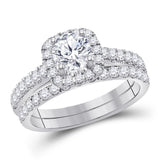 14kt White Gold Womens Round Diamond Bridal Wedding Engagement Ring Band Set 1-1/2 Cttw (Certified)