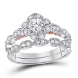 14kt Two-tone Gold Womens Round Diamond Bridal Wedding Engagement Ring Band Set 3/4 Cttw (Certified)