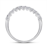 14kt White Gold Womens Round Diamond Classic Anniversary Band Ring 1/2 Cttw