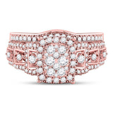 14kt Rose Gold Womens Round Diamond Bridal Wedding Engagement Ring Band Set 1.00 Cttw