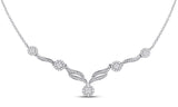 14kt White Gold Womens Princess Diamond Cocktail Cluster Necklace 1.00 Cttw