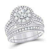 14kt White Gold Womens Round Diamond Bridal Wedding Engagement Ring Band Set 1-1/5 Cttw (Certified)