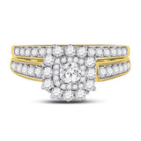 14kt Yellow Gold Womens Round Diamond Bridal Wedding Engagement Ring Band Set 1.00 Cttw (Certified)