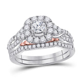 14kt Two-tone Gold Womens Round Diamond Bridal Wedding Engagement Ring Band Set 1.00 Cttw (Certified)
