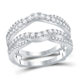 14kt White Gold Womens Round Diamond Wrap Ring Guard Enhancer 5/8 Cttw