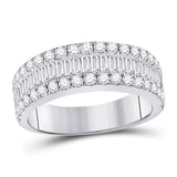 14kt White Gold Womens Baguette Diamond Anniversary Band Ring 1-1/2 Cttw