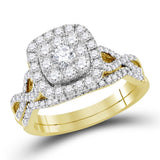 14kt Yellow Gold Womens Round Diamond Bridal Wedding Engagement Ring Band Set 1.00 Cttw (Certified)