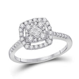 14kt White Gold Womens Princess Diamond Cluster Bridal Wedding Engagement Ring 1/2 Cttw