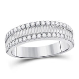 14kt White Gold Womens Baguette Diamond Anniversary Band Ring 7/8 Cttw