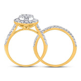 14kt Yellow Gold Womens Princess Diamond Bridal Wedding Engagement Ring Band Set 1.00 Cttw
