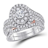 14kt Two-tone Gold Womens Round Diamond Bridal Wedding Engagement Ring Band Set 1-1/2 Cttw (Certified)