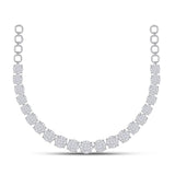 14kt White Gold Womens Princess Diamond Cocktail Cluster Necklace 10.00 Cttw