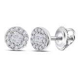 14kt White Gold Womens Princess Diamond Fashion Cluster Earrings 1/6 Cttw