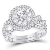 14kt White Gold Womens Round Diamond Bridal Wedding Engagement Ring Band Set 2.00 Cttw (Certified)