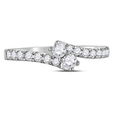 14kt White Gold Womens Round Diamond 2-stone Bridal Wedding Engagement Ring 1/2 Cttw (Certified)