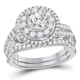 14kt Two-tone Gold Womens Round Diamond Bridal Wedding Engagement Ring Band Set 2.00  (Certified)
