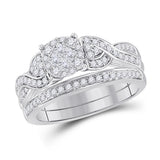 14kt White Gold Womens Princess Diamond Bridal Wedding Engagement Ring Band Set 5/8 Cttw