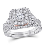 14kt Two-tone Gold Womens Round Diamond Bridal Wedding Engagement Ring Band Set 1.00 Cttw (Certified)